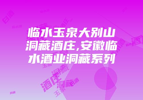 临水玉泉大别山洞藏酒庄,安徽临水酒业洞藏系列