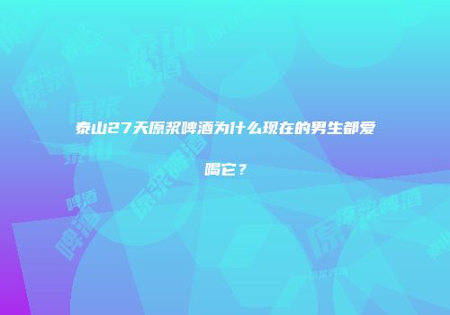 泰山27天原浆啤酒为什么现在的男生都爱喝它？