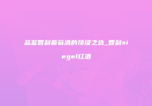 品鉴智利葡萄酒的顶级之选_智利siegel红酒