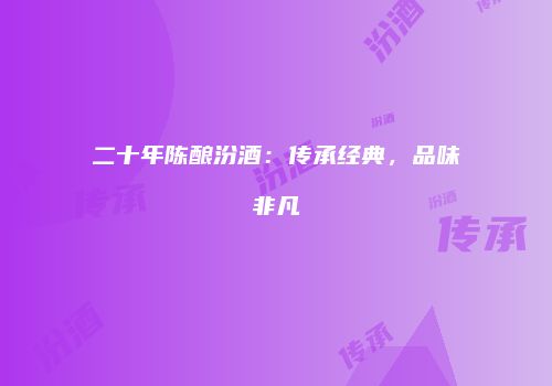 二十年陈酿汾酒：传承经典，品味非凡
