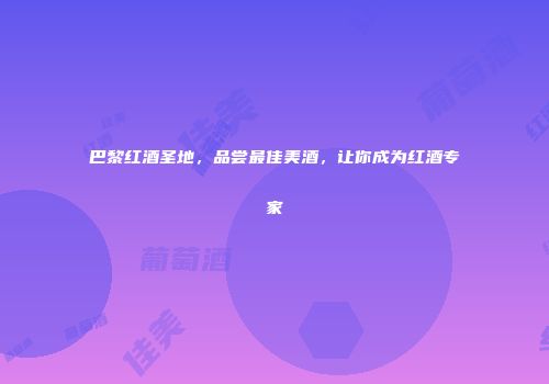 巴黎红酒圣地，品尝最佳美酒，让你成为红酒专家