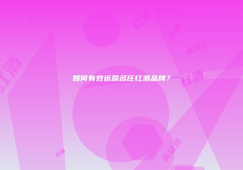 如何有效运营名庄红酒品牌？