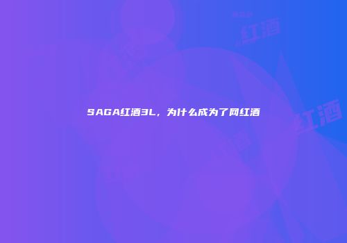 SAGA红酒3L，为什么成为了网红酒