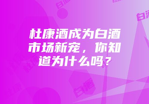 杜康酒成为白酒市场新宠，你知道为什么吗？