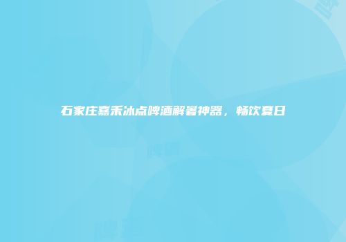 石家庄嘉禾冰点啤酒解暑神器，畅饮夏日