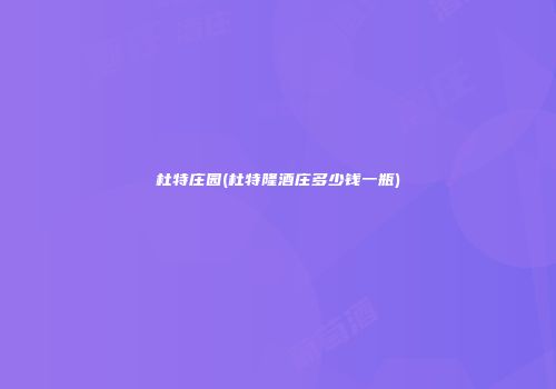 杜特庄园(杜特隆酒庄多少钱一瓶)