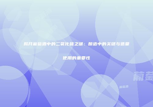 揭开葡萄酒中的二氧化硫之谜：酿造中的关键与适量使用的重要性