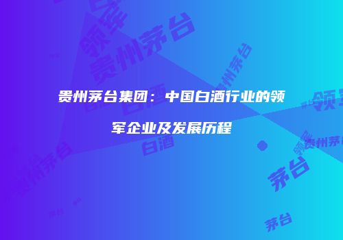 贵州茅台集团：中国白酒行业的领军企业及发展历程