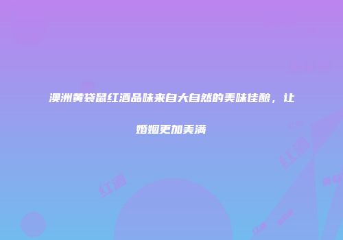 澳洲黄袋鼠红酒品味来自大自然的美味佳酿，让婚姻更加美满
