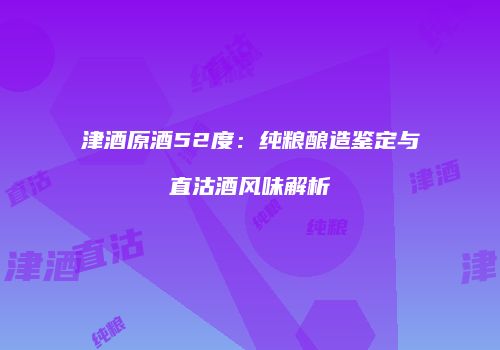 津酒原酒52度：纯粮酿造鉴定与直沽酒风味解析