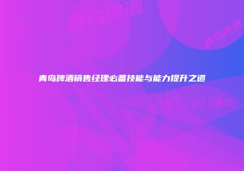 青岛啤酒销售经理必备技能与能力提升之道