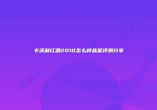 卡沃利红酒2010怎么样品鉴评测分享