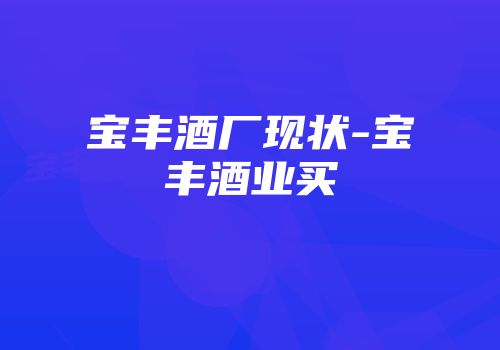 宝丰酒厂现状-宝丰酒业买