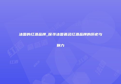 法国的红酒品牌_探寻法国著名红酒品牌的历史与魅力