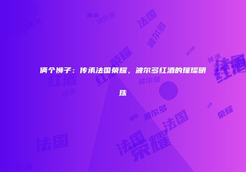 俩个狮子：传承法国荣耀，波尔多红酒的璀璨明珠