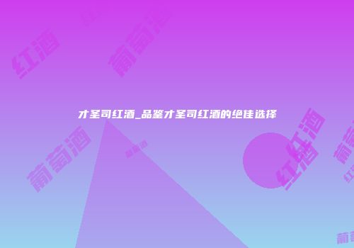 才圣司红酒_品鉴才圣司红酒的绝佳选择