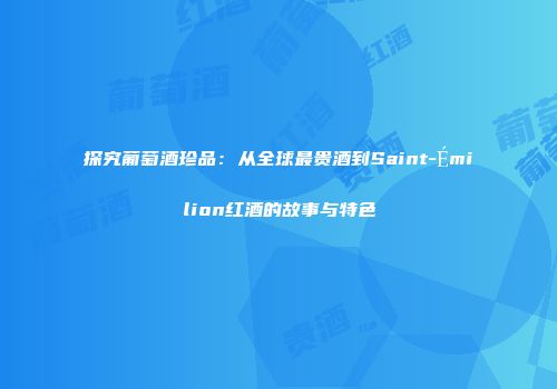 探究葡萄酒珍品：从全球最贵酒到Saint-Émilion红酒的故事与特色