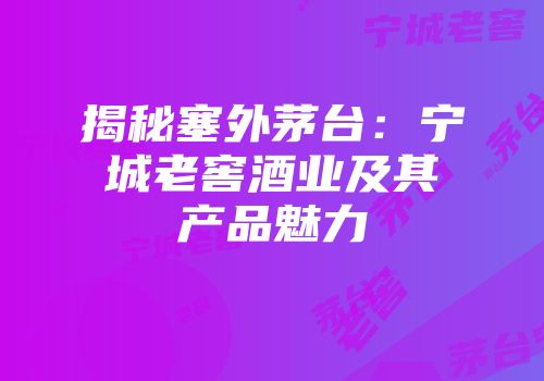 揭秘塞外茅台：宁城老窖酒业及其产品魅力