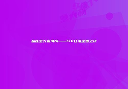 品味意大利风情——Fili红酒鉴赏之旅