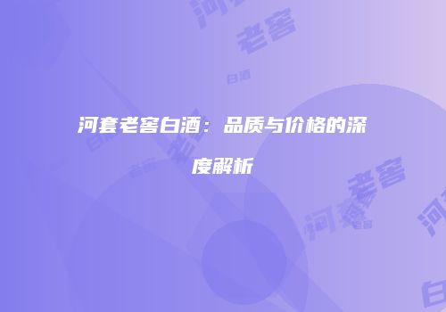 河套老窖白酒：品质与价格的深度解析