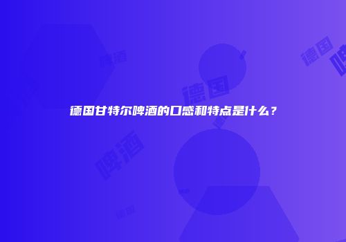 德国甘特尔啤酒的口感和特点是什么？