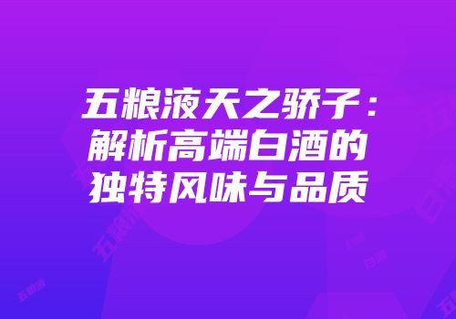五粮液天之骄子：解析高端白酒的独特风味与品质