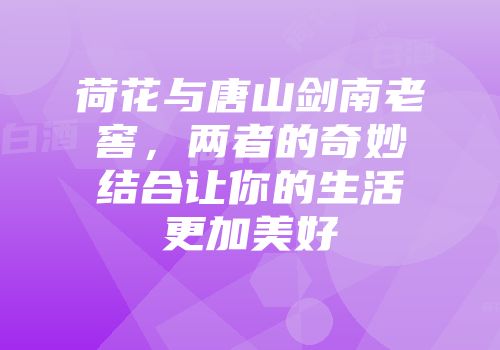 荷花与唐山剑南老窖，两者的奇妙结合让你的生活更加美好