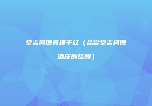 堂吉诃德真理干红（品尝堂吉诃德酒庄的佳酿）