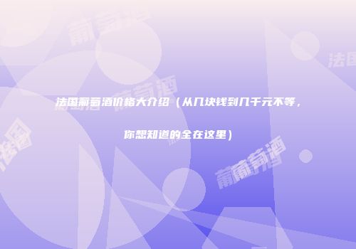 法国葡萄酒价格大介绍（从几块钱到几千元不等，你想知道的全在这里）