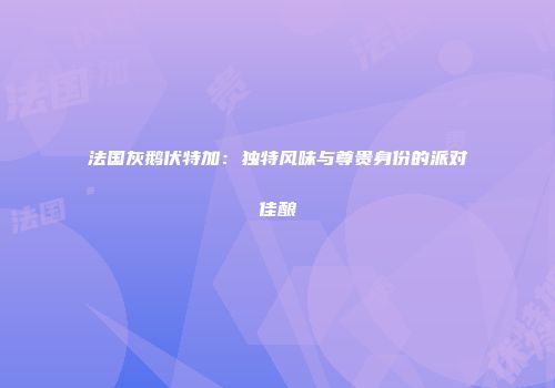 法国灰鹅伏特加：独特风味与尊贵身份的派对佳酿