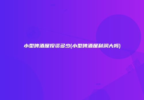 小型啤酒屋投资多少(小型啤酒屋利润大吗)