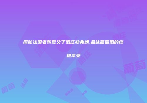 探秘法国老布夏父子酒庄勒弗朗,品味葡萄酒的终极享受
