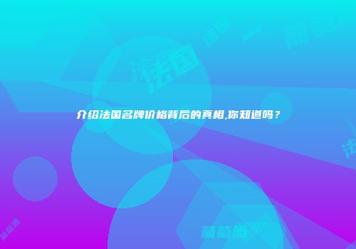 介绍法国名牌价格背后的真相,你知道吗？