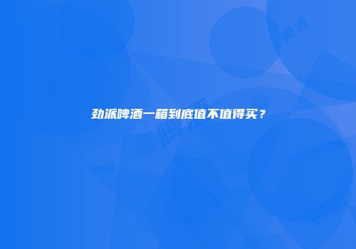 劲派啤酒一箱到底值不值得买？