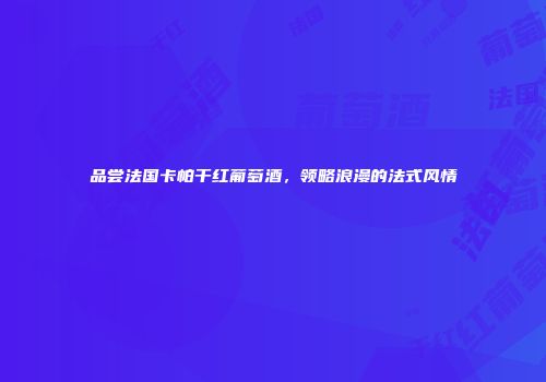 品尝法国卡帕干红葡萄酒，领略浪漫的法式风情