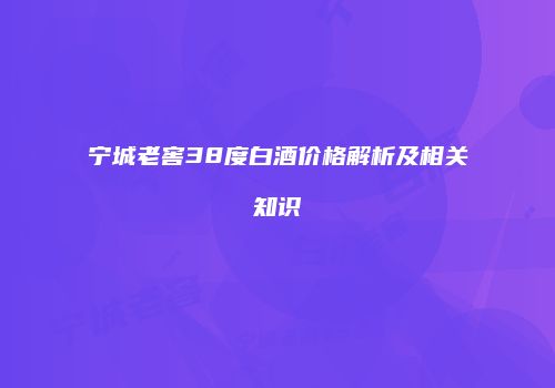 宁城老窖38度白酒价格解析及相关知识