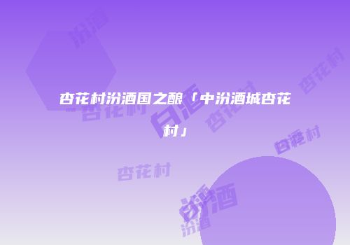 杏花村汾酒国之酿「中汾酒城杏花村」