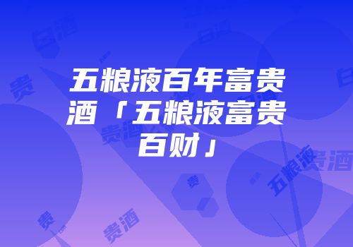五粮液百年富贵酒「五粮液富贵百财」