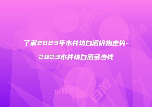 了解2023年水井坊白酒价格走势-2023水井坊白酒多少钱