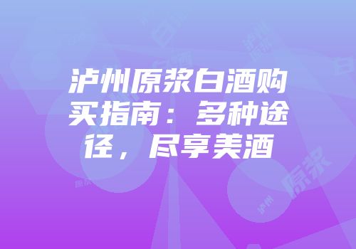 泸州原浆白酒购买指南：多种途径，尽享美酒