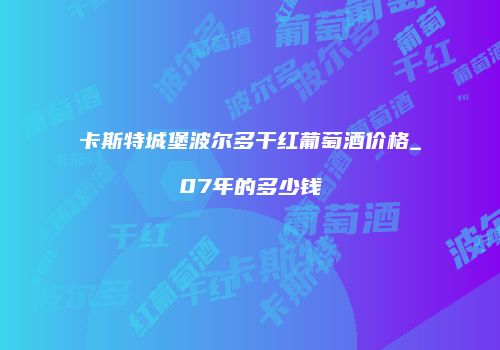 卡斯特城堡波尔多干红葡萄酒价格_07年的多少钱