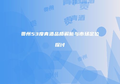 贵州53度青酒品质解析与市场定位探讨