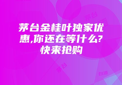 茅台金桂叶独家优惠,你还在等什么?快来抢购
