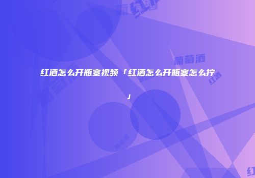 红酒怎么开瓶塞视频「红酒怎么开瓶塞怎么拧」