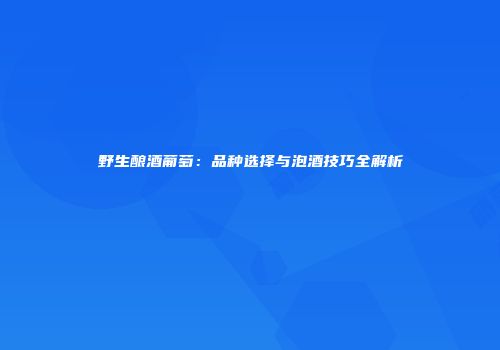野生酿酒葡萄：品种选择与泡酒技巧全解析