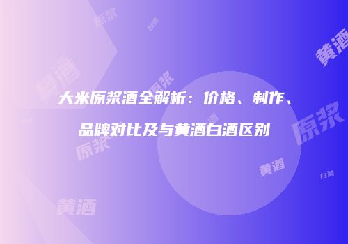 大米原浆酒全解析：价格、制作、品牌对比及与黄酒白酒区别