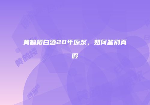黄鹤楼白酒20年原浆，如何鉴别真假