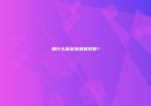用什么葡萄泡酒最好喝？