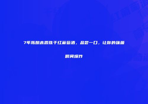 7年陈酿赤霞珠干红葡萄酒，品尝一口，让你的味蕾瞬间爆炸