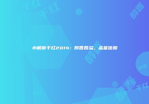 小帕斯干红2014：醇香四溢，品鉴佳酿